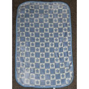 Vintage Y2K Crown Craft Celestial Blue Checkered Stars Baby Blanket Fleece‎